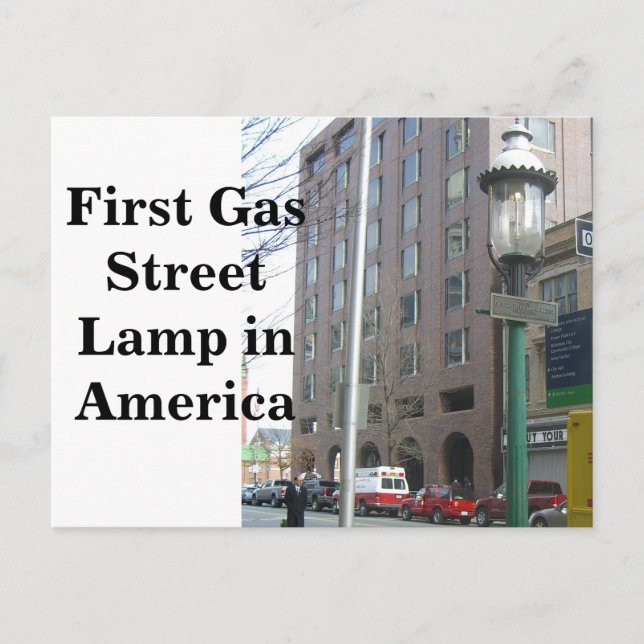 First Gas Street Lamp in America Postcard (Front)