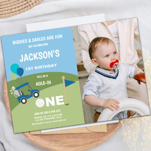 First Golf Birthday Invitations with photo