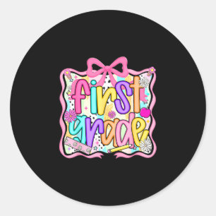 First grade 1st coquette first day of school 1st classic round sticker