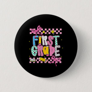 First Grade 1st Grade Coquette Bow Back To School 6 Cm Round Badge