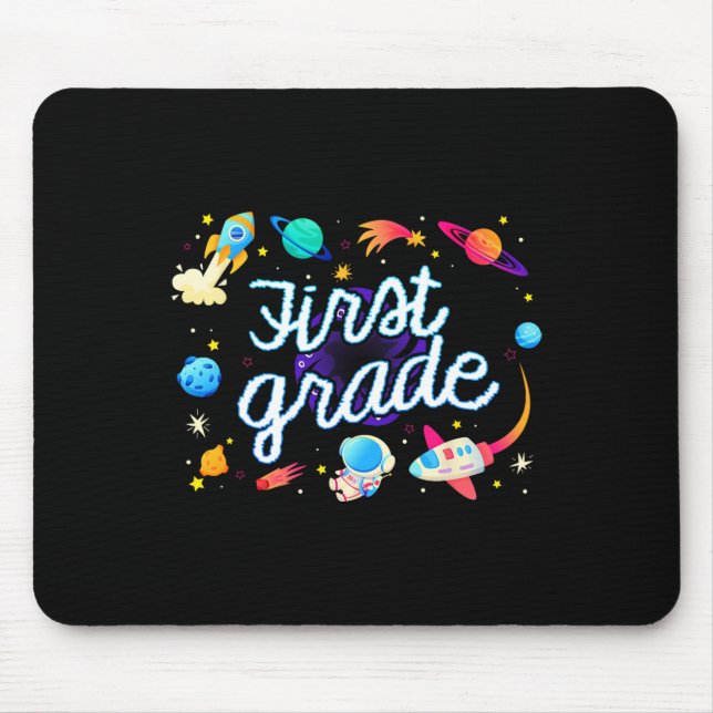 First Grade Astronaut Planets Space Back To School Mouse Mat (Front)