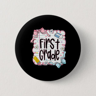 First Grade Back To School Coquette Bow For Girls 6 Cm Round Badge