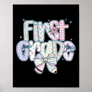First Grade Back To School Coquette Preppy Pencil  Poster