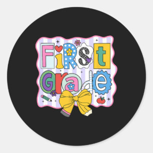 First Grade Back To School Cute Letters Classic Round Sticker