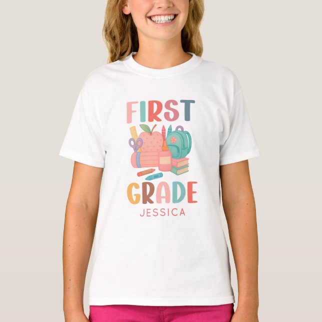First Grade Back to School Kids  T-Shirt (Front)