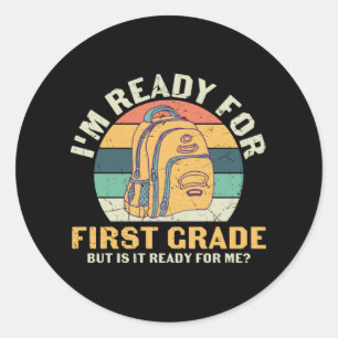 First Grade Backpack First Day of School Kids Gift Classic Round Sticker