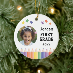 First Grade Colourful Photo Kids Keepsake Ceramic Tree Decoration