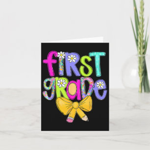 First Grade Coquette Bow Back To School First Day Card