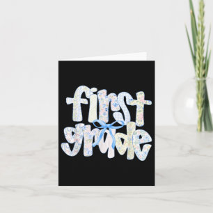 First Grade Coquette Bow Back To School First Day  Card