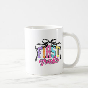 First Grade Coquette Bow Back To School Funny Teac Coffee Mug