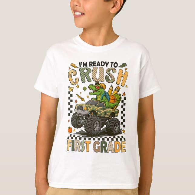 First Grade Crusher: Monster Truck Confidence T-Shirt (Front)