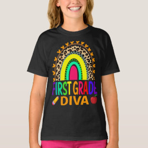 First Grade Diva Rainbow Leopard Back To School  T-Shirt