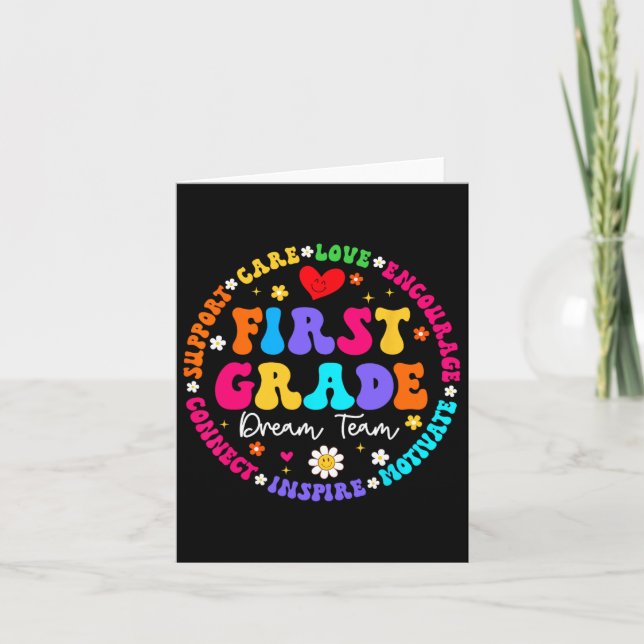 First Grade Dream Team Back To School Teacher Love Card (Front)