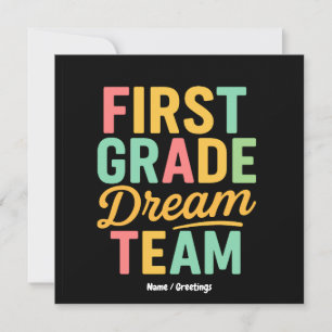 First Grade Dream Team Teacher Back to School Kids Invitation
