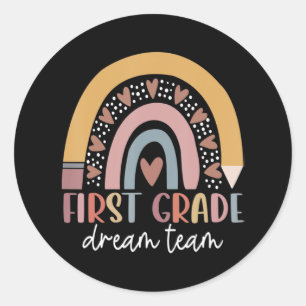 First Grade Dream Team Teacher Kids Back To School Classic Round Sticker