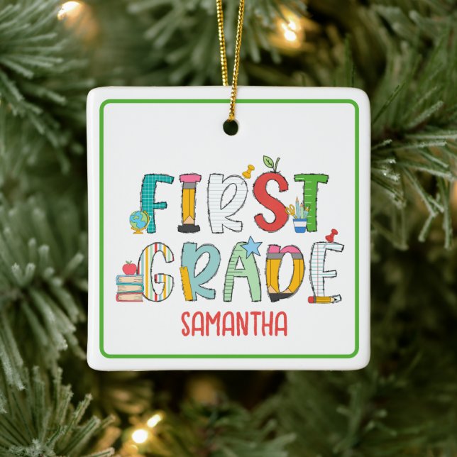 First Grade Elements Personalised School Ceramic Ornament (Tree)