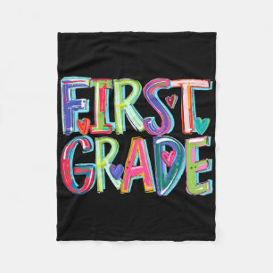 First Grade Funny Back To School Happy First Day O Fleece Blanket
