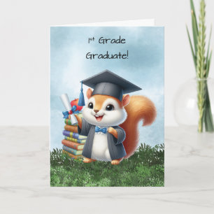 First Grade Graduation Boy Squirrel Congratulation Card