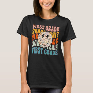 First Grade Groovy Smile Face First Day Of School T-Shirt