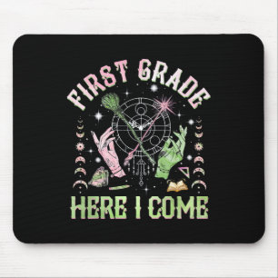 First Grade Here I Come Green Pink Girls Youth Kid Mouse Mat