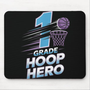 First Grade Hoop Hero -1st Grade Basketball Back T Mouse Mat