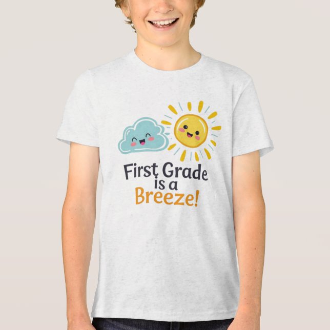 First Grade is a Breeze – Cute Cloud Tri-Blend Shirt (Front)