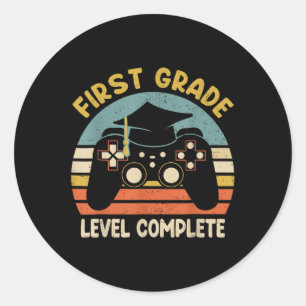 First Grade Level Complete Last Day Of School Vide Classic Round Sticker