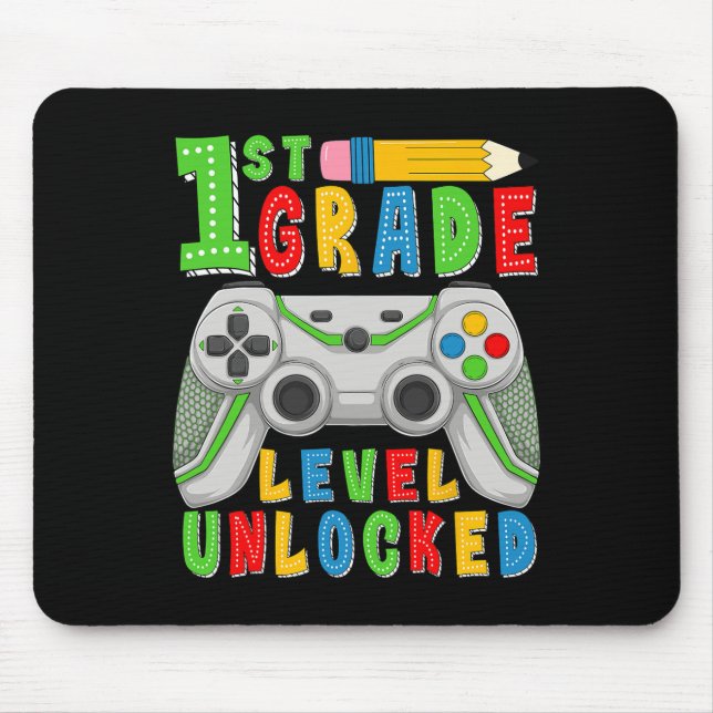 First Grade Level Unlocked Ck To School Gamer Boys Mouse Mat (Front)