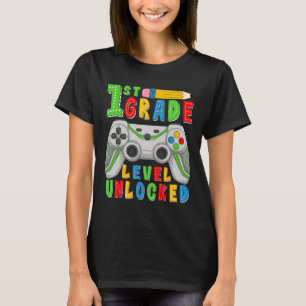 First Grade Level Unlocked Ck To School Gamer Boys T-Shirt