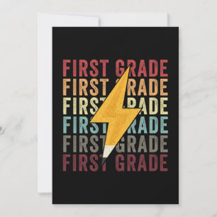 First Grade Lightning Bolt Pencil 1th Grade Invitation