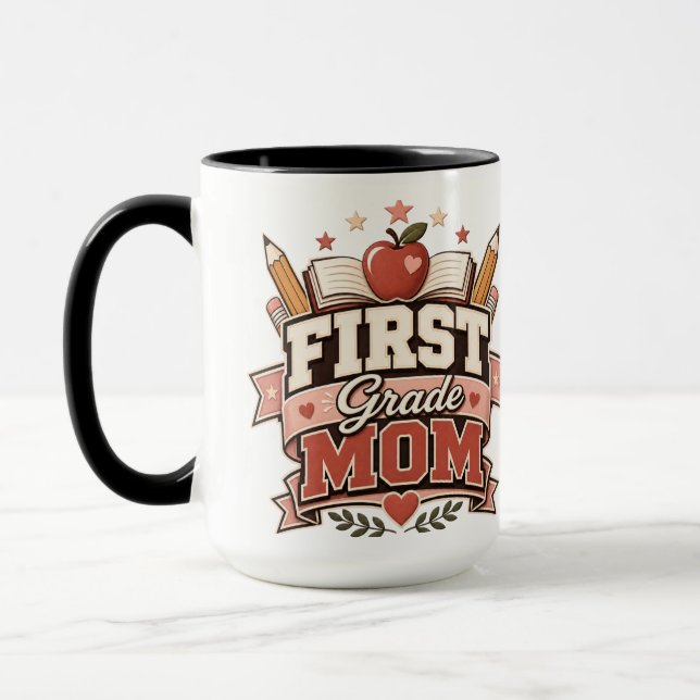 First Grade Mum Retro School  Design Mug (Left)