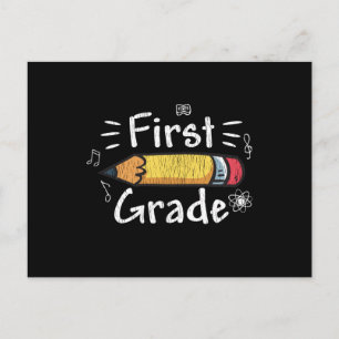 First Grade Pencil Back to School Student Kids Postcard