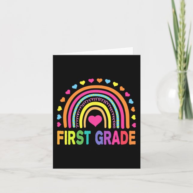First Grade Rainbow Girls Boys Teacher Team 1st Gr Card (Front)