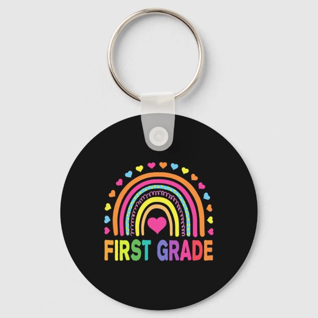 First Grade Rainbow Girls Boys Teacher Team 1st Gr Key Ring (Front)