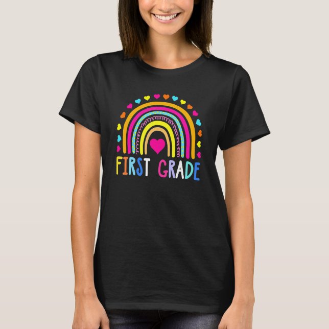 First Grade Rainbow Girls Boys Teacher Team 1st Gr T-Shirt (Front)