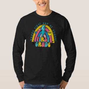 First Grade Rainbow Light Bolt Happy First Day Of T-Shirt