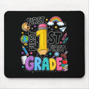 First grade rainbow pencil back to school mouse mat