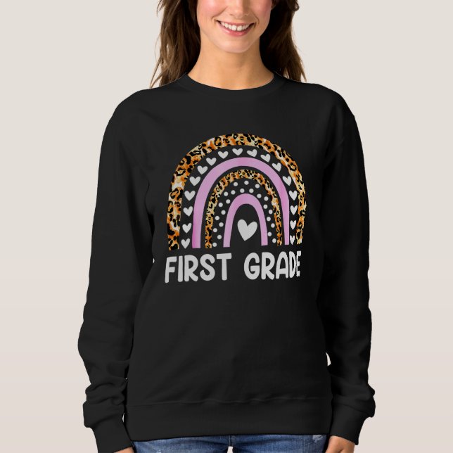 First Grade Rainbow Team Hello 1st Grade Rocks Squ Sweatshirt (Front)