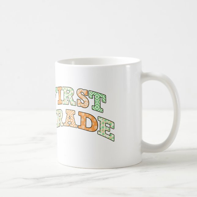 First Grade Retro Custom Name Two-Tone Coffee Mug (Right)
