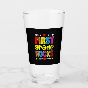 First Grade Rock Back To School Glass
