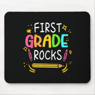First Grade Rocks 1st Grade Kid First Day Of Schoo Mouse Mat