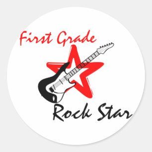 First Grade Rockstar Classic Round Sticker