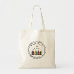First Grade Shirt Crayon Forest Mountain Design Tote Bag