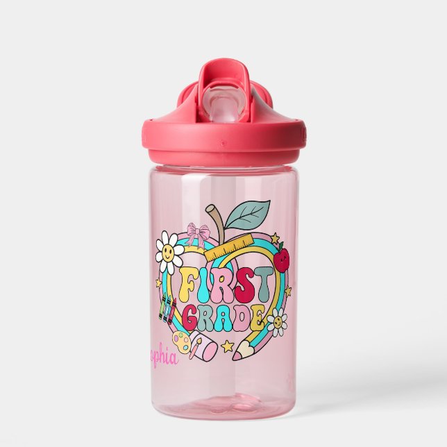 First Grade Spark: Bright Start with School Spirit Water Bottle (Front)