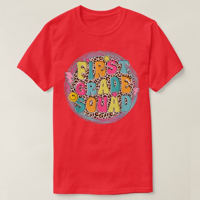 First Grade Squad Back To School Leopard Boys Girl T-Shirt (Design Front)