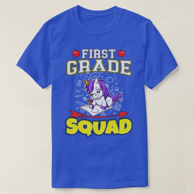 First Grade Squad Funny Elementary Primary School  T-Shirt (Design Front)