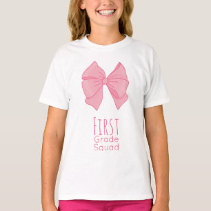 First Grade Squad Pink Bow Girl's T-Shirt