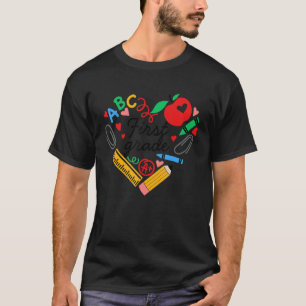 First Grade Squad School Stationery Heart Teach Lo T-Shirt