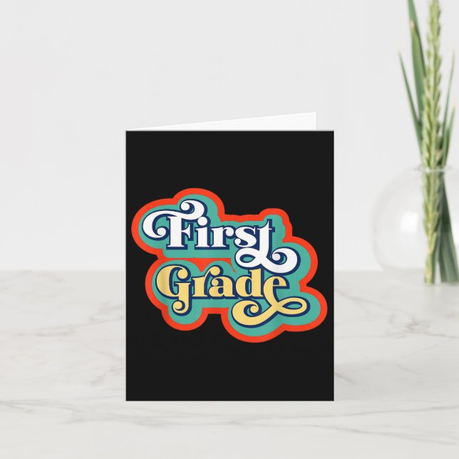 First Grade Teacher And Student Back To School Vib Card (Front)