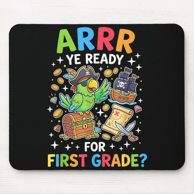 First grade teacher back to school pirate  mouse mat (Front)